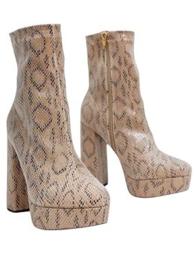 ASOS Blake Platform Ankle Sock Boots in Tan Snake Size- UK 6/ US 8